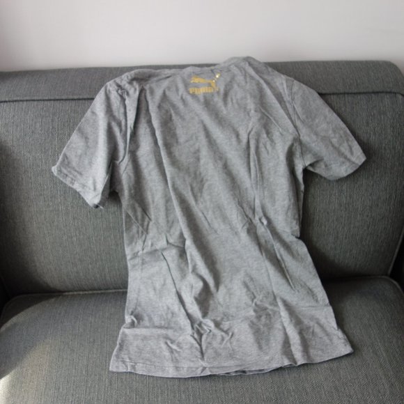 Puma Suede Gray with Gold Lettering T-Shirt Size S - Picture 2 of 6